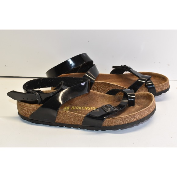 Birkenstock Womens Yara Habana Birko-Flor Sandals Size 36 EU Black Ankle Straps - Picture 1 of 8